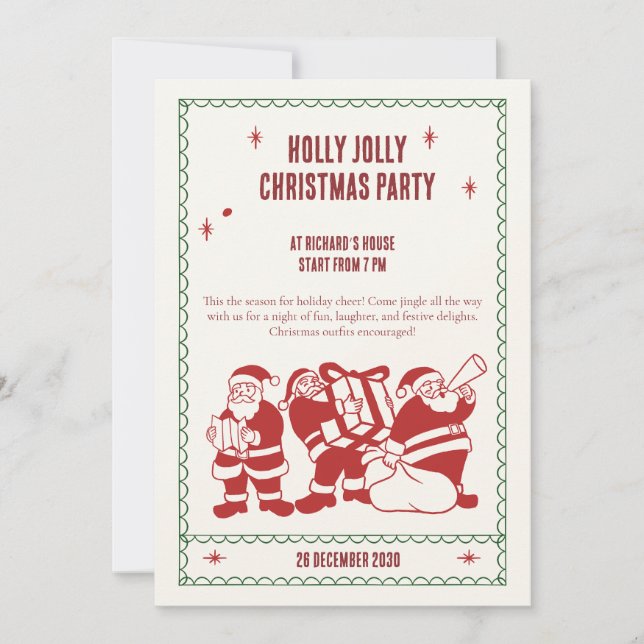 Convite Fun Christmas party invite by Santa (Frente)