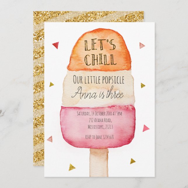 Convite Fun Colorful Popsicle Birthday Invitation (Frente/Verso)