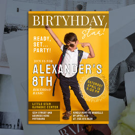 Convite Fun Cool Magazine Cover Newspaper Photo White Typo