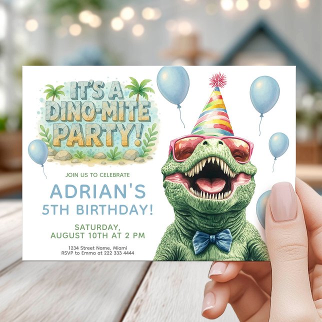 Convite Fun Dino Birthday Party Design (Criador carregado)