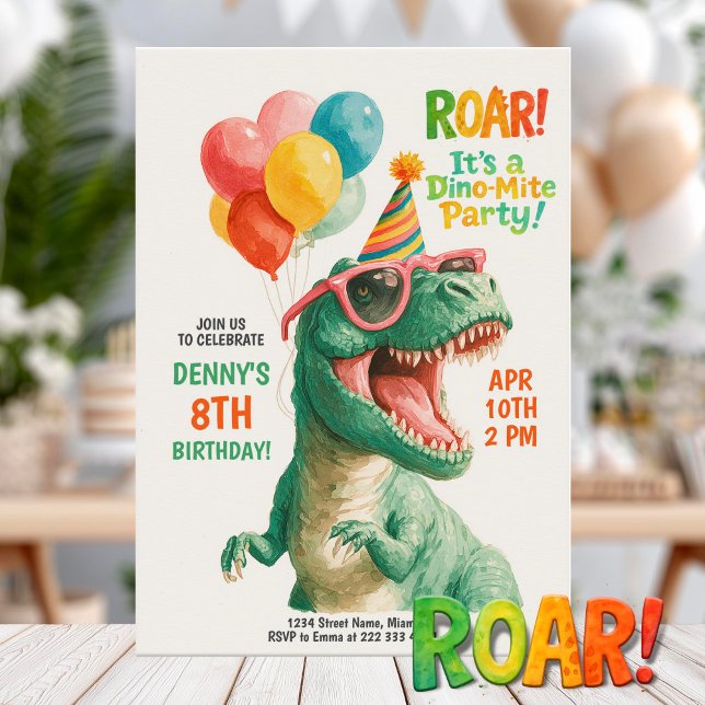 Convite Fun Dino Birthday Party Design (Criador carregado)