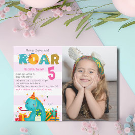 Convite Fun Dinosaur Stomp Chomp and roar Birthday Girl