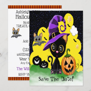 Convite FUN Gatinho FUN FUN Falloween