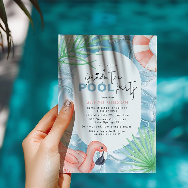 Convite Fun Graduation Pool Party Invitation (Criador carregado)