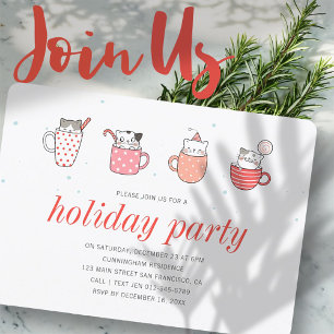 Convite Fun Kitty Cat Party Holiday Party Invitation