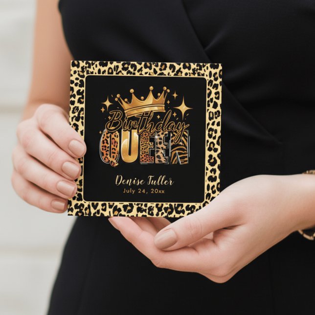 Convite Fun Leopard Birthday Queen Fifty Birthday (Criador carregado)
