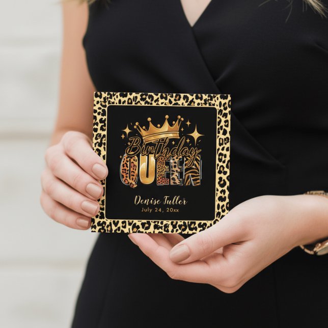 Convite Fun Leopard Birthday Queen Forty Birthday (Criador carregado)
