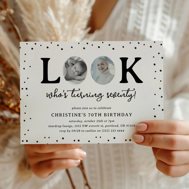 Convite Fun Look's Who's 70' 2 x photo 70th Birthday (Criador carregado)