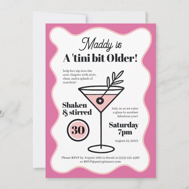 Convite Fun Martini Party Invitations for 30th Birthday (Frente)