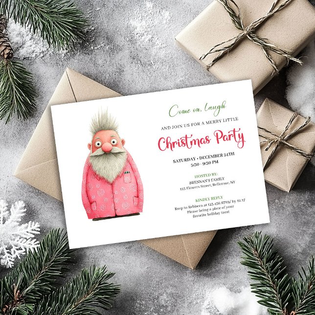 Convite Fun Minimalist Quirky Santa Christmas Celebration (Fun Minimalist Quirky Santa Christmas Celebration)