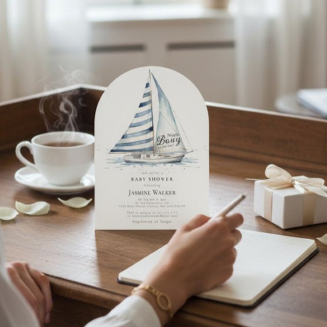 Convite fun Nauti Bouy Nautical Baby Shower Invitation (Criador carregado)