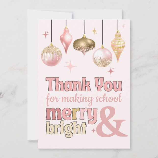 Convite Fun Pink Gold Christmas Thank You Gift Card Holder (Frente)