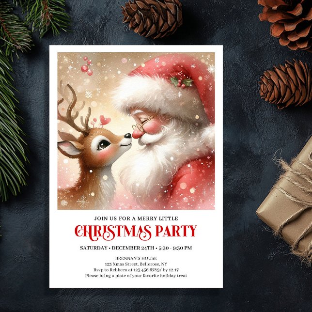 Convite Fun Santa Rudolph Family Christmas Invitation (Fun Santa Rudolph Family Christmas Invitation)