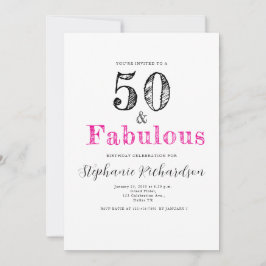 Convite Fun Script Fifty and Fabulous 50th Birthday Party