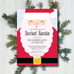 Convite FUN Secret Papais noeis com Oferta de Parte de Tro<br><div class="desc">Super fofo Papai Noel Papais noeis Secretos Convite de festas de Natal com uma barba de papai noel com terno vermelho e um cinto preto com realces dourados. Fácil de personalizar com as informações da sua festa de Natal de feriado. Convidado contemporâneo para a sua festa de troca de presentes...</div>