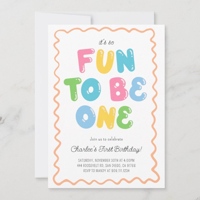 Convite Fun to be ONE Birthday Invitation (Frente)