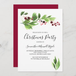 Convite Função natalícia Convidar Berries vermelhos e verd