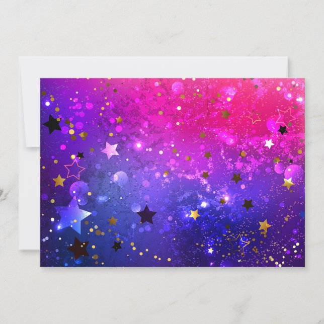 Convite Fundo Azul Cor-de-rosa brilhante (Frente)