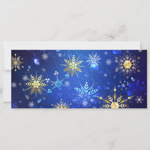 Convite Fundo Azul de NATAL com Flocos de Neve Dourados