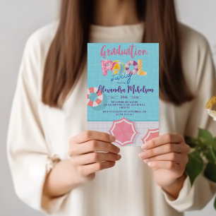 Convite Fundo Azul escuro Festa de formatura de piscina