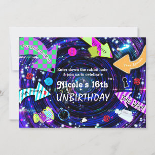 Convite Fundo da Toca do Coelho Festa da Alice no País das