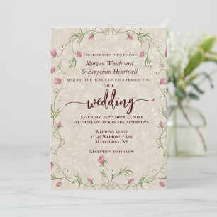 Convite Fundo de acento floral pastel minimalista
