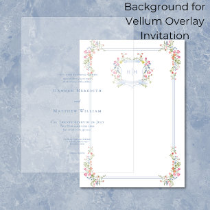 Convite Fundo de casamento com crista de flor silvestre az