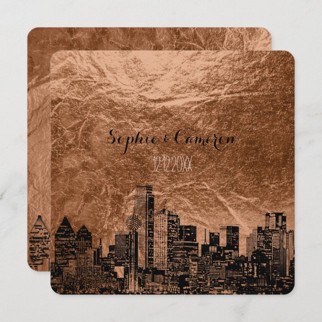 Convite Fundo de cobre do Dallas do PixDezines (Frente/Verso)