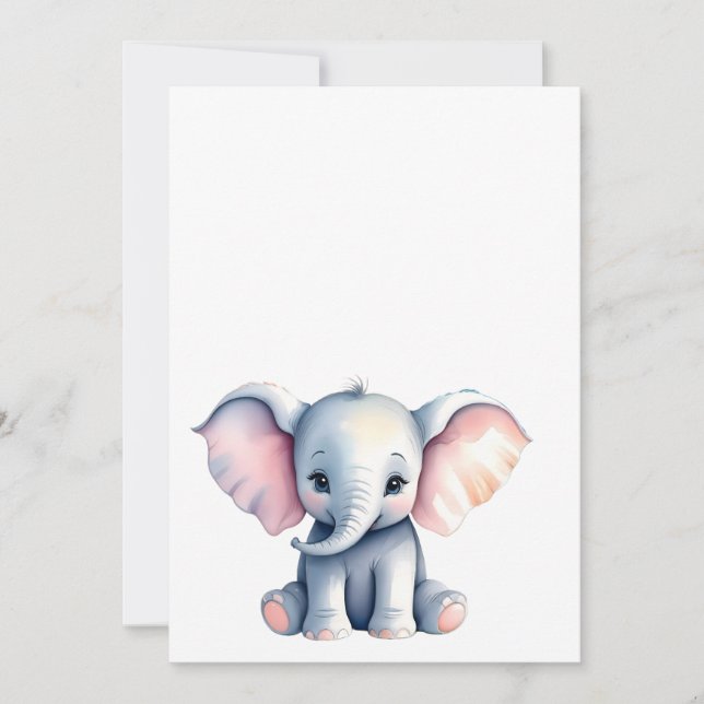Convite Fundo de Elefante Bebê Fofo (Frente)