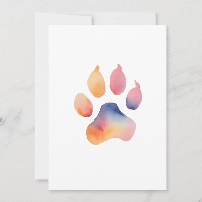 Convite Fundo de Impressão de Pata em Aquarela (Frente)