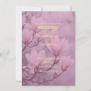 Convite Fundo de Magnólia Rosa Clássica Branca