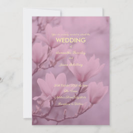 Convite Fundo de Magnólia Rosa Clássico Branco