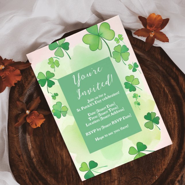 Convite Fundo de trevo Dia de São Patrício (Shamrock Background St. Patrick's Day Invitation)