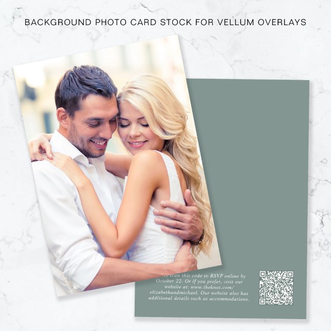 Convite Fundo do Sage do Código QR Fotográfico para Sobrep (Criador carregado)