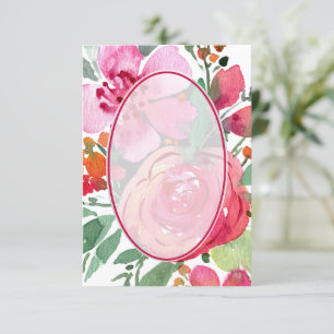 Convite Fundo floral rosa e vermelho em branco casamento  