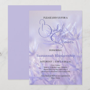 Convite Fundo Floral Violeta Periwinkle Chá de Noiva