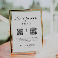 Fundo Honeymoon Código QR Minimalista, Casamento