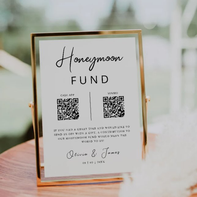 Convite Fundo Honeymoon Código QR Minimalista, Casamento (Honeymoon Fund QR Code Minimalist, Wedding Invitation)