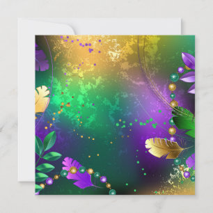 Convite Fundo márdi iridescente com miçangas