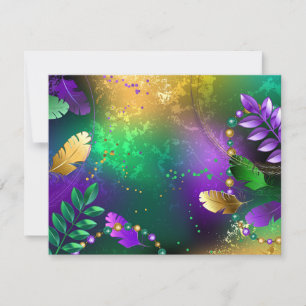 Convite Fundo márdi iridescente com miçangas