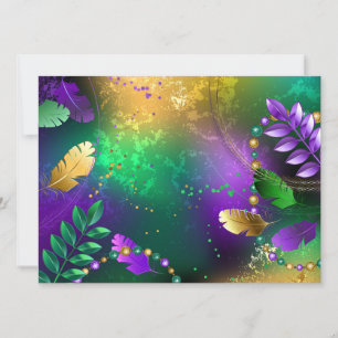 Convite Fundo márdi iridescente com miçangas