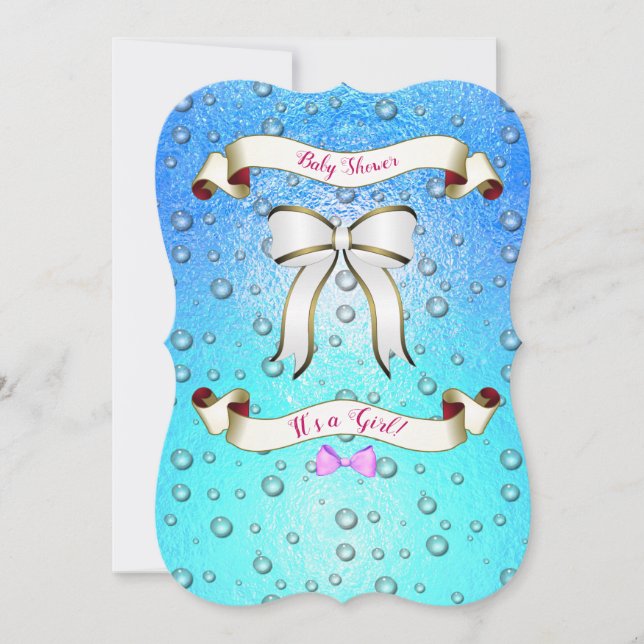 Convite Fundo mínimo Elegante de fita aqua (Frente)