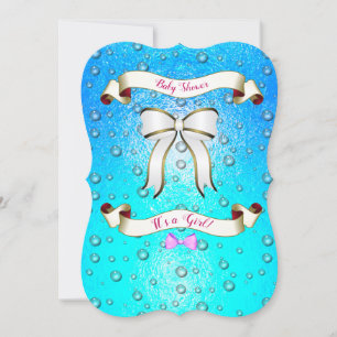 Convite Fundo mínimo Elegante de fita aqua