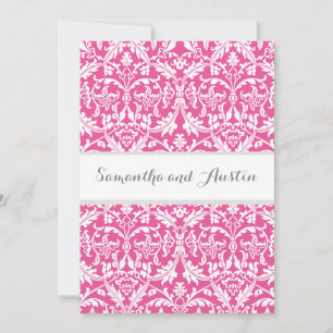 Convite Fundo Personalizado do Casamento tema damasco Rosa
