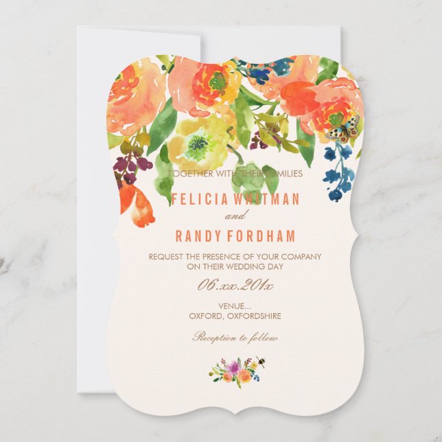 Convite Fundo PixDezines Coral Ranunculus/DIY (Verso)