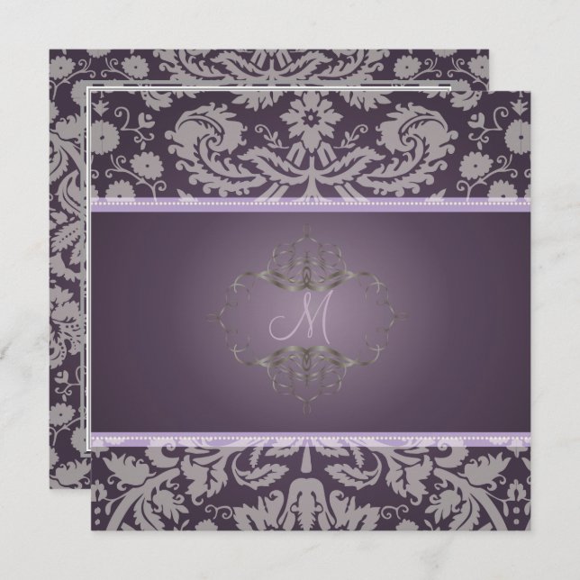 Convite Fundo PixDezines DESIREE DAMASK/DIY (Frente/Verso)