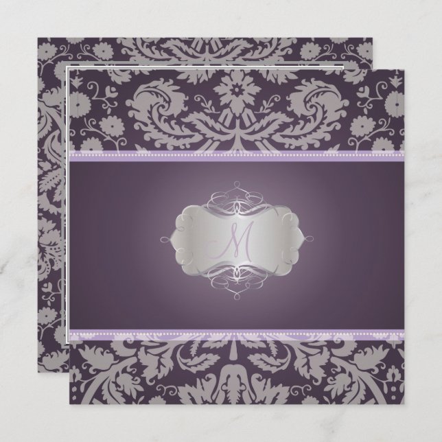 Convite Fundo PixDezines DESIREE DAMASK/DIY (Frente/Verso)