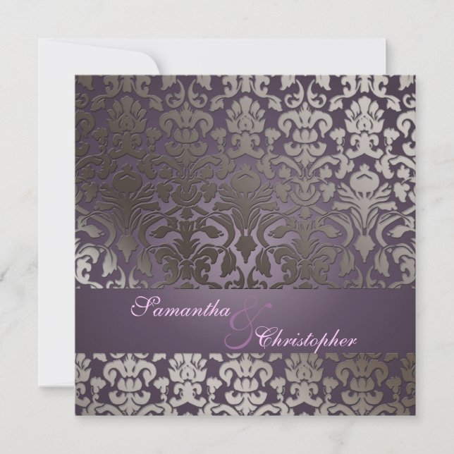 Convite Fundo PixDezines flora damask/diy (Frente)