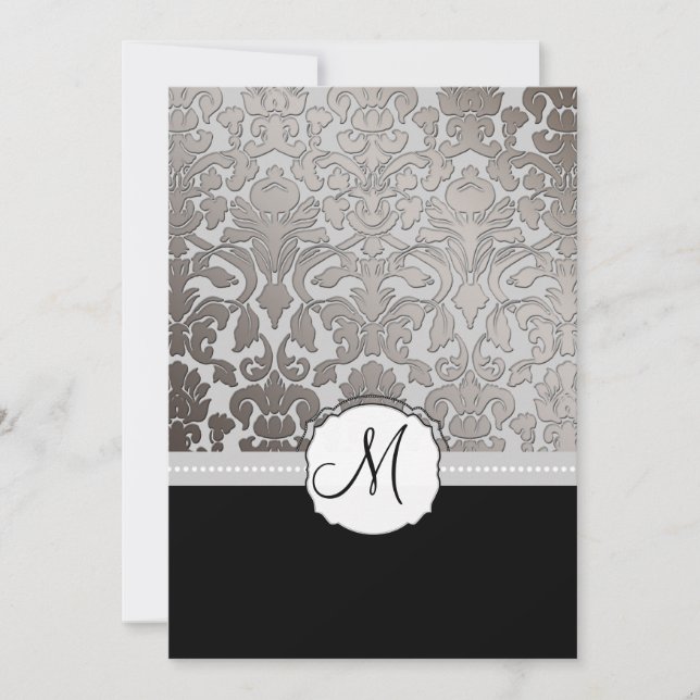 Convite Fundo PixDezines Platinum Damask/diy (Frente)