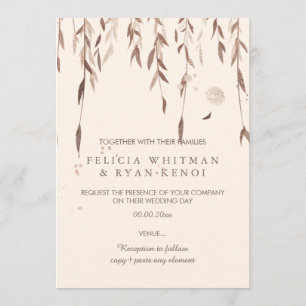 Convite Fundo PixDezines Willow/Faux Pink Dourado/DIY